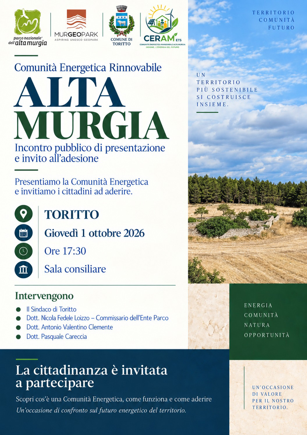Volantino incontro Comunità Energetica Rinnovabile dell’Alta Murgia